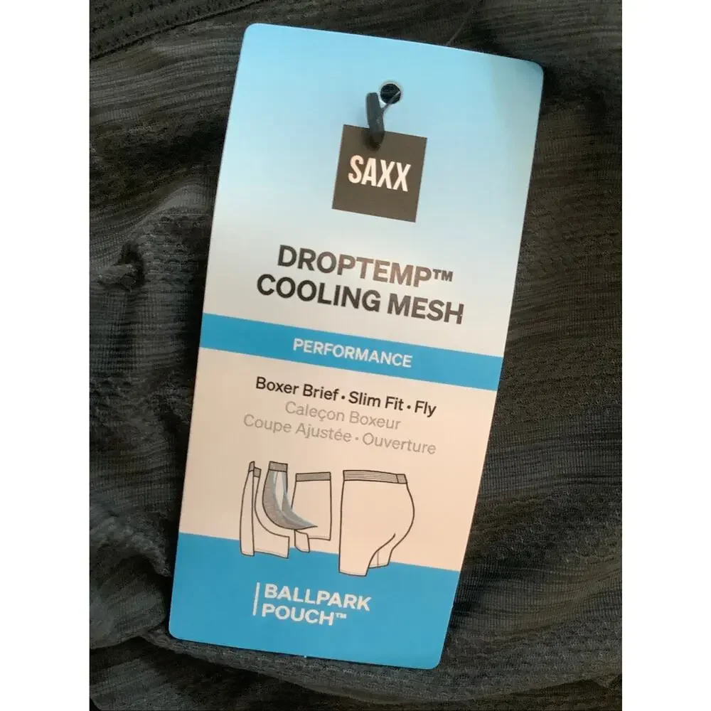 Saxx Men's Large Black DropTemp Cooling Mesh Performance Boxer Briefs B22-10